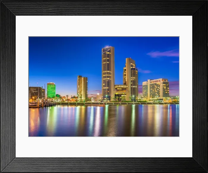Framed Print : Corpus Christi, Texas, USA skyline on the bay in the day Framed Print : Corpus Christi, Texas, USA skyline on the bay in the day