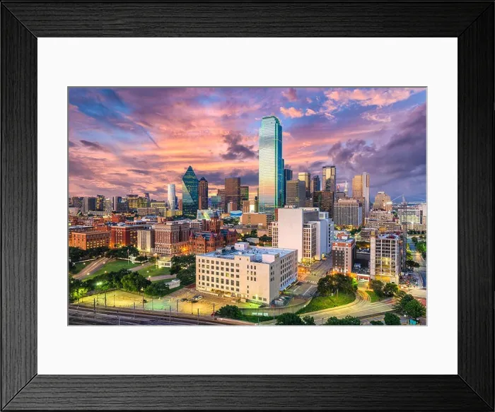 Framed Print : Dallas, Texas, USA downtown city skyline Framed Print : Dallas, Texas, USA downtown city skyline