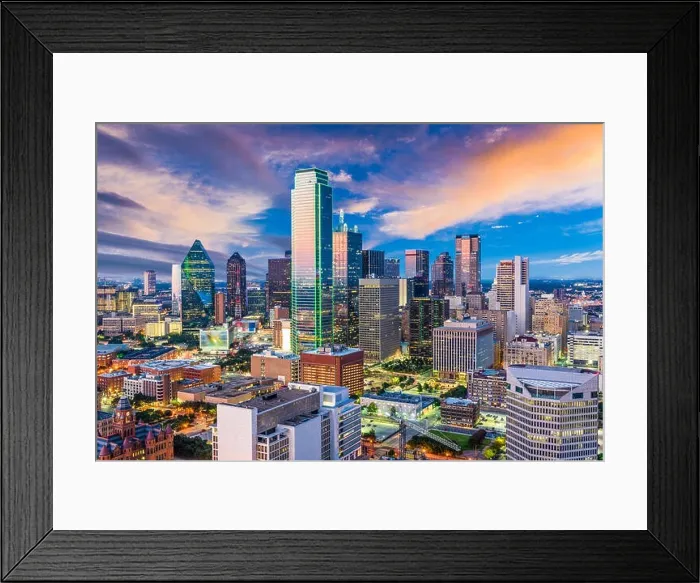 Framed Print : Dallas, Texas, USA downtown city skyline Framed Print : Dallas, Texas, USA downtown city skyline