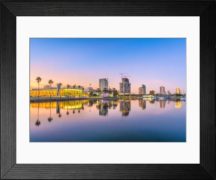 Framed Print : St. Petersburg, Florida, USA downtown city skyline at twilight on the bay Framed Print : St. Petersburg, Florida, USA downtown city skyline at twilight on the bay