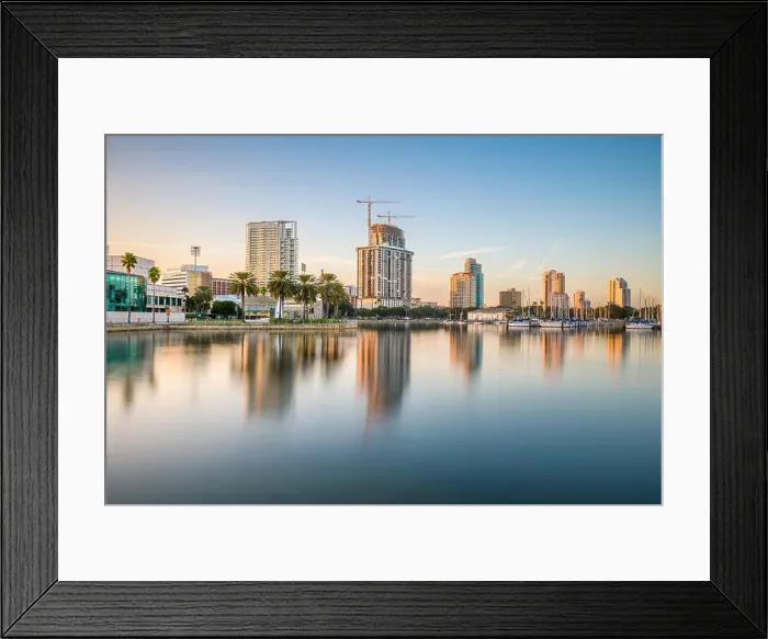 Framed Print : St. Petersburg, Florida, USA downtown city skyline at twilight on the bay Framed Print : St. Petersburg, Florida, USA downtown city skyline at twilight on the bay