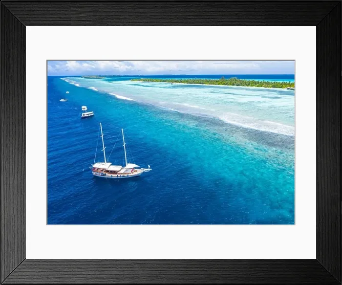 Framed Print : Beautiful turquoise ocean water boat top view aerial photo. Aerial view speed boat in the sea. Exotic sea lagoon, snorkel adventure, tropical ocean Framed Print : Beautiful turquoise ocean water boat top view aerial photo. Aerial view speed boat in the sea. Exotic sea lagoon, snorkel adventure, tropical ocean