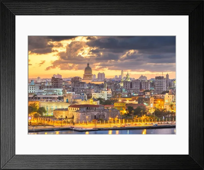 Framed Print : Havana, Cuba downtown skyline at dusk Framed Print : Havana, Cuba downtown skyline at dusk