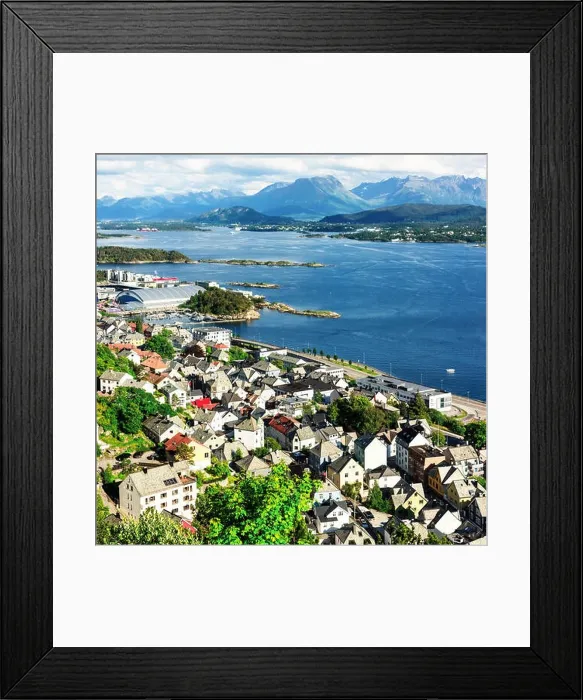Framed Print : Colorful sunset in Alesund port town Framed Print : Colorful sunset in Alesund port town