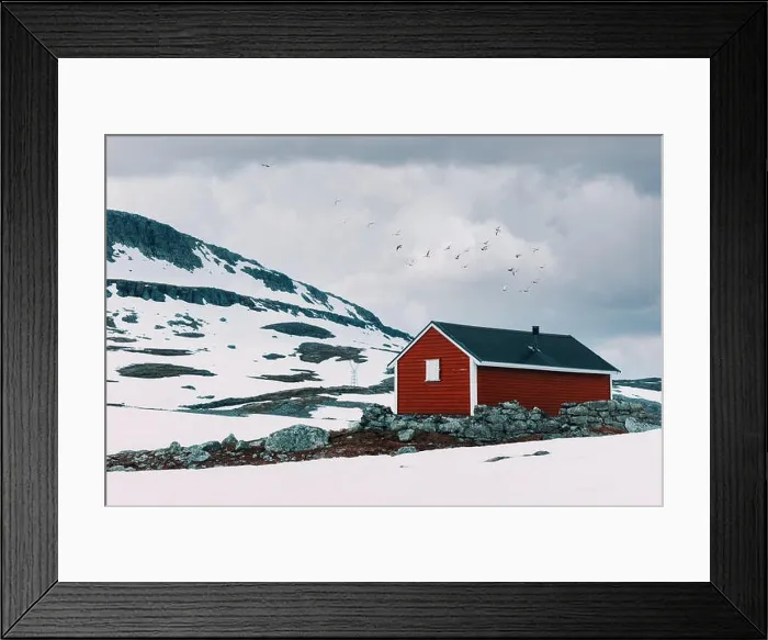 Framed Print : Alone house on foggy meadow Framed Print : Alone house on foggy meadow