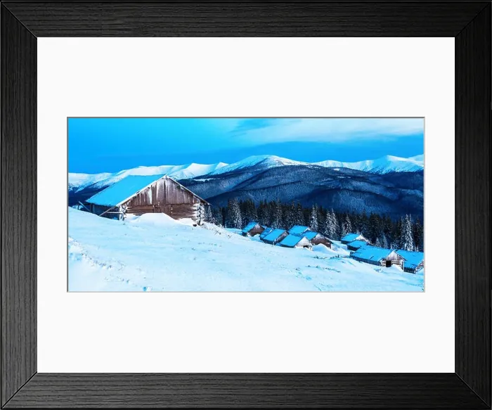 Framed Print : Snowy cabin in the winter mountains Framed Print : Snowy cabin in the winter mountains
