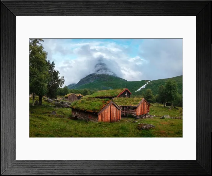 Framed Print : Norwegian grass roof old house Framed Print : Norwegian grass roof old house