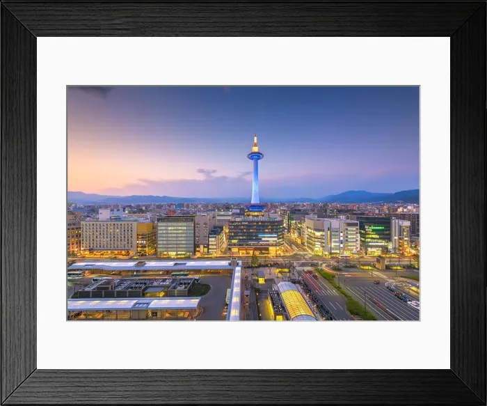 Framed Print : Kyoto, Japan city skyline from abvoe at dusk Framed Print : Kyoto, Japan city skyline from abvoe at dusk