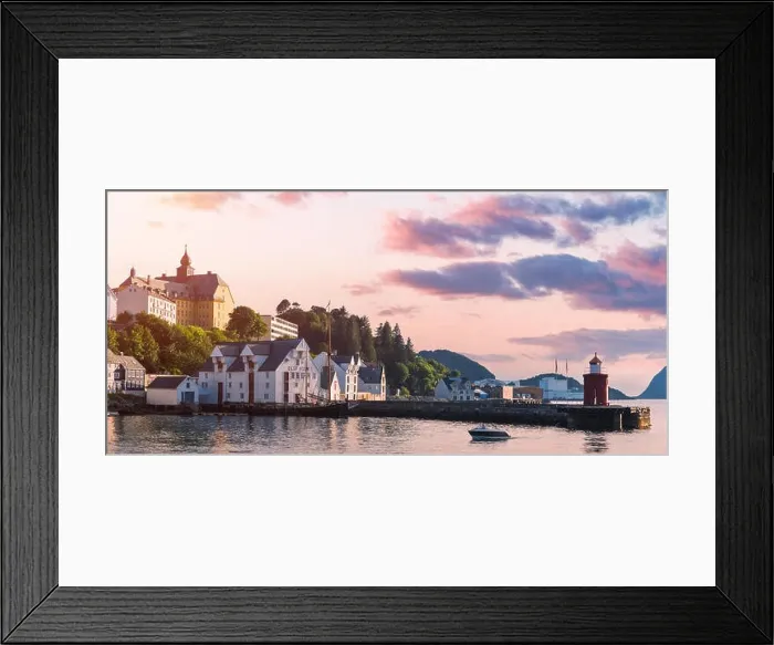 Framed Print : Colorful sunset in Alesund port town Framed Print : Colorful sunset in Alesund port town