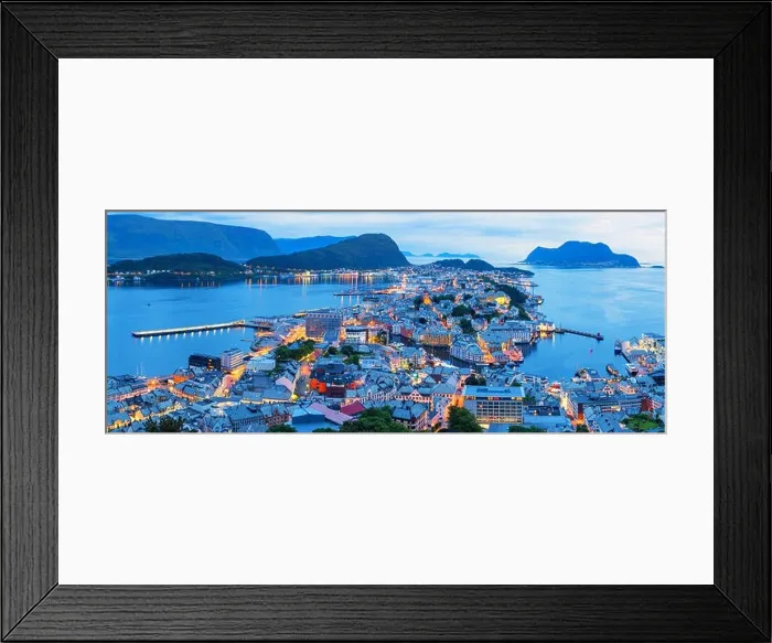 Framed Print : Colorful sunset in Alesund port town Framed Print : Colorful sunset in Alesund port town