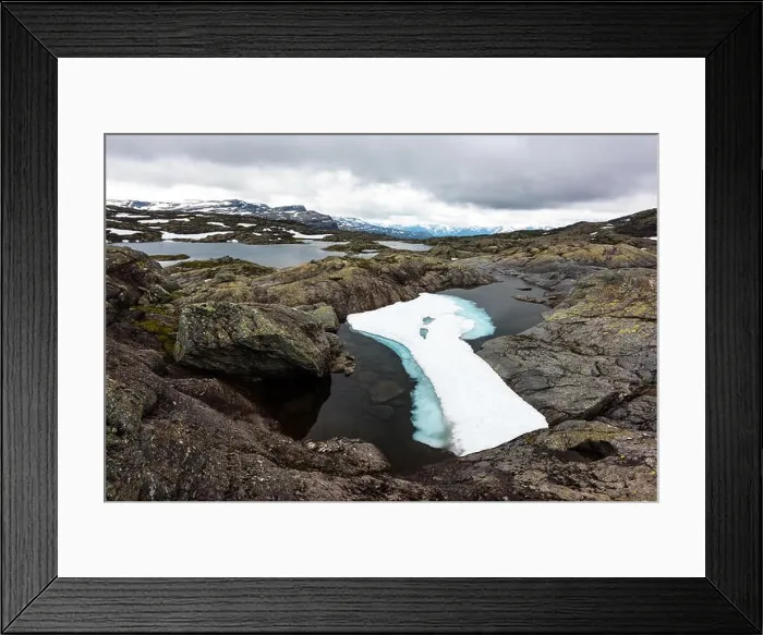 Framed Print : Typical norwegian landscape with snowy mountains Framed Print : Typical norwegian landscape with snowy mountains
