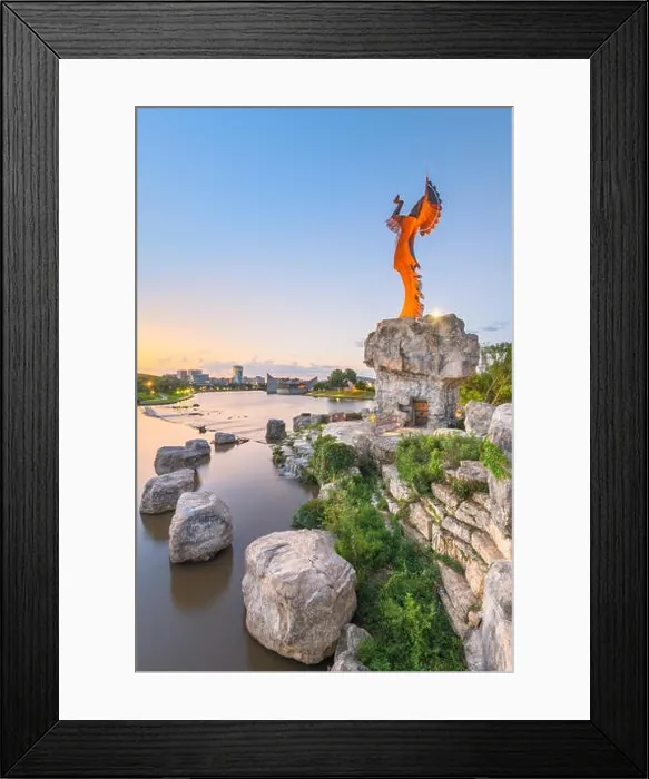 Framed Print : WICHITA, KANSAS - AUGUS 31, 2018: The confluence of the Arkansas and Little Arkansas River at the Keeper of the Plains near downtown Wichita at dawn Framed Print : WICHITA, KANSAS - AUGUS 31, 2018: The confluence of the Arkansas and Little Arkansas River at the Keeper of the Plains near downtown Wichita at dawn
