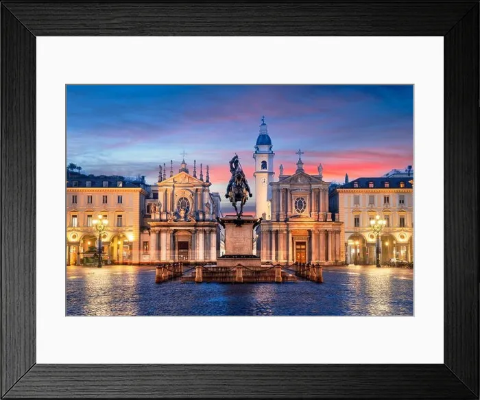 Framed Print : Turin, Italy at Piazza San Carlo during twilight Framed Print : Turin, Italy at Piazza San Carlo during twilight