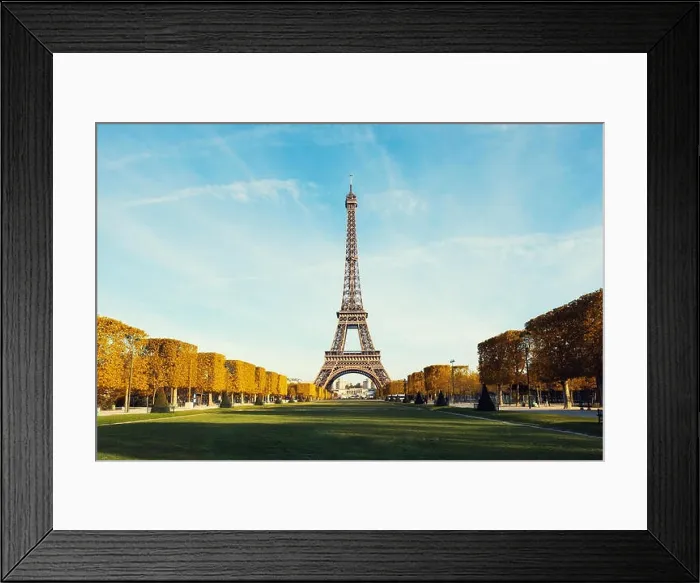 Framed Print : View on Paris and Eiffel tower with Blue sky with clouds in autumn at Paris, France Framed Print : View on Paris and Eiffel tower with Blue sky with clouds in autumn at Paris, France
