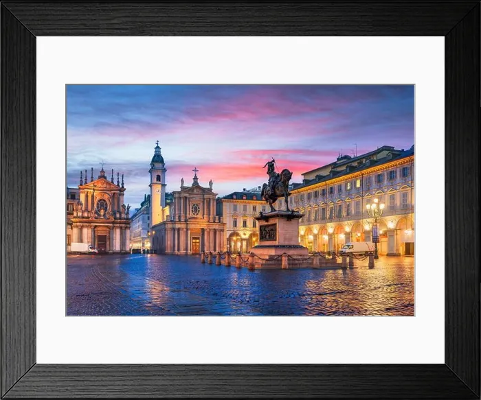 Framed Print : Turin, Italy at Piazza San Carlo during twilight Framed Print : Turin, Italy at Piazza San Carlo during twilight