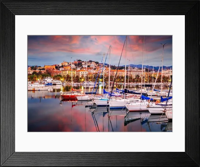 Framed Print : La Spezia, Italy town skyline from the port dusk Framed Print : La Spezia, Italy town skyline from the port dusk