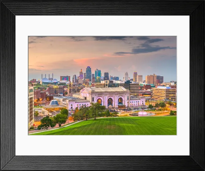 Framed Print : Kansas City, Missouri, USA downtown skyline with Union Station at dusk Framed Print : Kansas City, Missouri, USA downtown skyline with Union Station at dusk