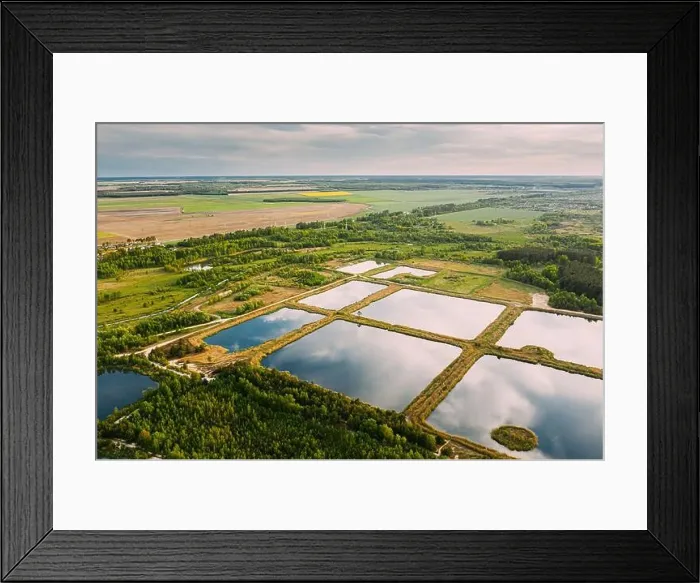 Framed Print : Aerial View Retention Basins, Wet Pond, Wet Detention Basin Or Stormwater Management Pond, Is An Artificial Pond With Vegetation Around The Perimeter Framed Print : Aerial View Retention Basins, Wet Pond, Wet Detention Basin Or Stormwater Management Pond, Is An Artificial Pond With Vegetation Around The Perimeter