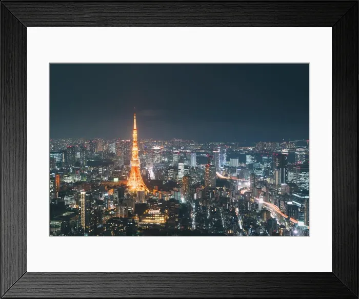 Framed Print : Japan cityscape at dusk. Landscape of Tokyo business building around Tokyo tower. Modern high building in business district area in Japan Framed Print : Japan cityscape at dusk. Landscape of Tokyo business building around Tokyo tower. Modern high building in business district area in Japan