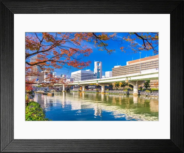 Framed Print : Osaka, Japan autumn on the Dojima River in the Nakanoshima district Framed Print : Osaka, Japan autumn on the Dojima River in the Nakanoshima district