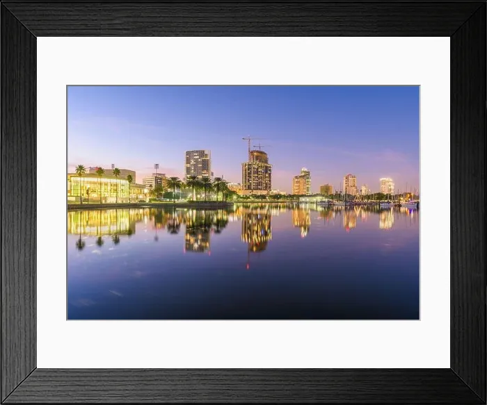 Framed Print : St. Petersburg, Florida, USA downtown city skyline at twilight on the bay Framed Print : St. Petersburg, Florida, USA downtown city skyline at twilight on the bay