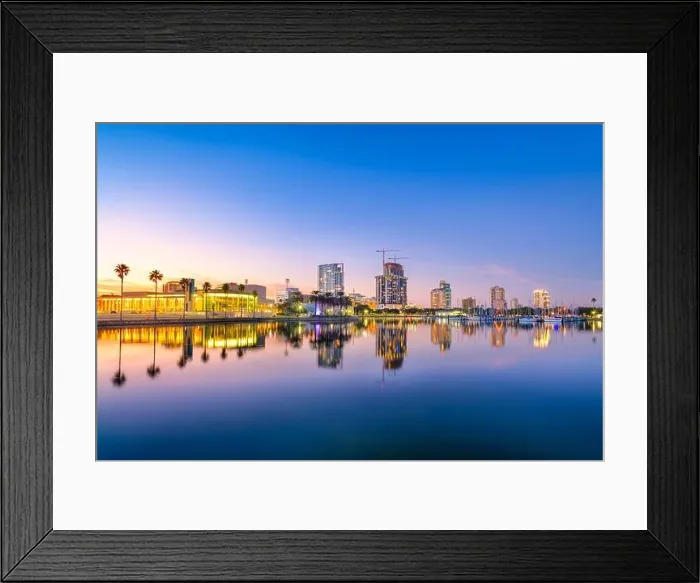 Framed Print : St. Petersburg, Florida, USA downtown city skyline at twilight on the bay Framed Print : St. Petersburg, Florida, USA downtown city skyline at twilight on the bay