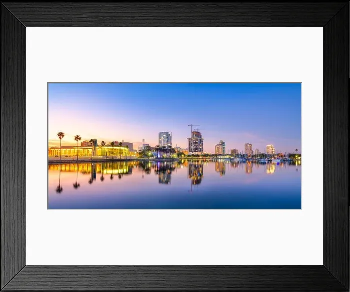 Framed Print : St. Petersburg, Florida, USA downtown city skyline at twilight on the bay Framed Print : St. Petersburg, Florida, USA downtown city skyline at twilight on the bay