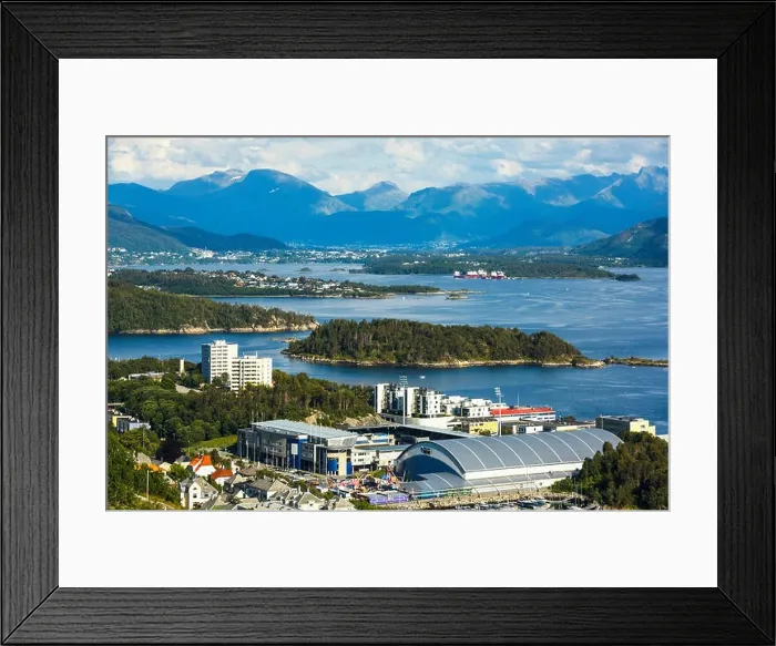 Framed Print : Colorful sunset in Alesund port town on western coast of Norway. Place where the ocean meet the mountains Framed Print : Colorful sunset in Alesund port town on western coast of Norway. Place where the ocean meet the mountains