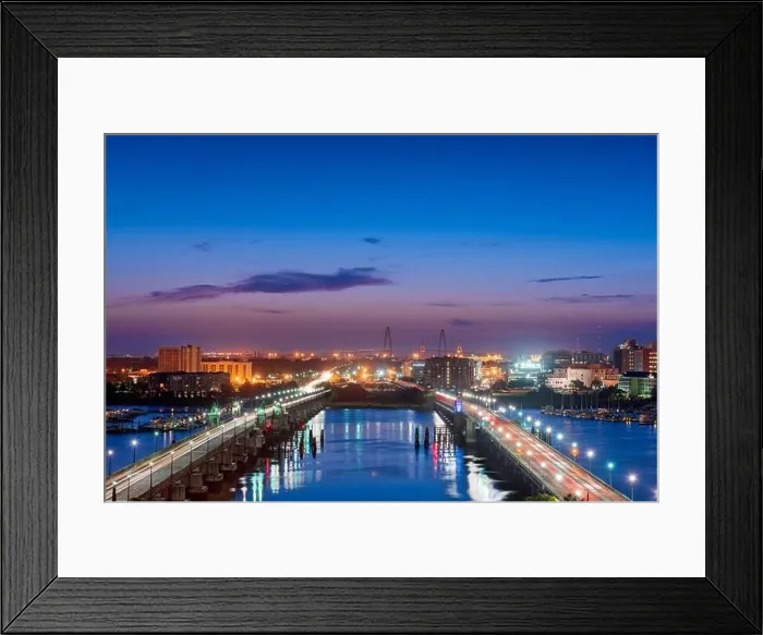 Framed Print : Charleston, South Carolina, USA skyline over the Ashley River at twilight Framed Print : Charleston, South Carolina, USA skyline over the Ashley River at twilight