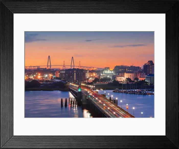 Framed Print : Charleston, South Carolina, USA skyline over the Ashley River at twilight Framed Print : Charleston, South Carolina, USA skyline over the Ashley River at twilight