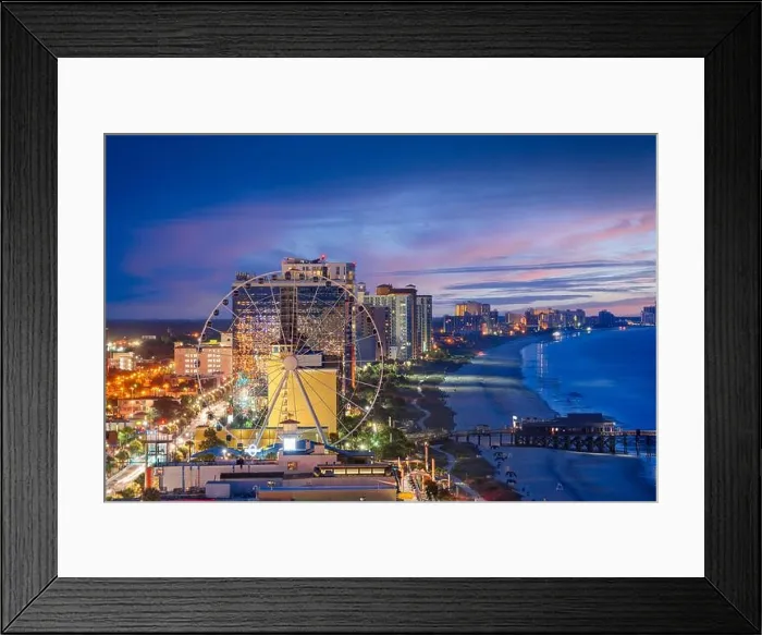 Framed Print : Myrtle Beach, South Carolina, USA city skyline on the beach at dusk Framed Print : Myrtle Beach, South Carolina, USA city skyline on the beach at dusk