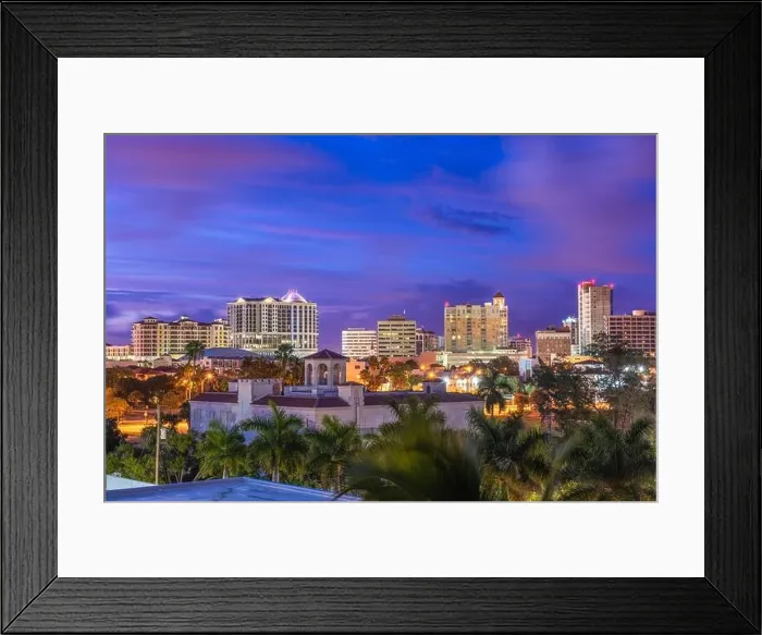 Framed Print : Sarasota, Florida, USA downtown city skyline at twilight Framed Print : Sarasota, Florida, USA downtown city skyline at twilight
