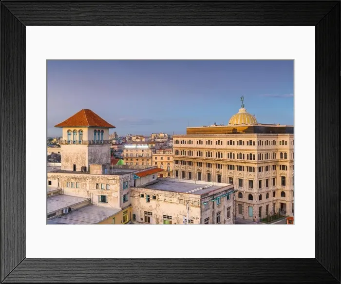 Framed Print : Havana, Cuba downtown skyline from the port at dawn Framed Print : Havana, Cuba downtown skyline from the port at dawn
