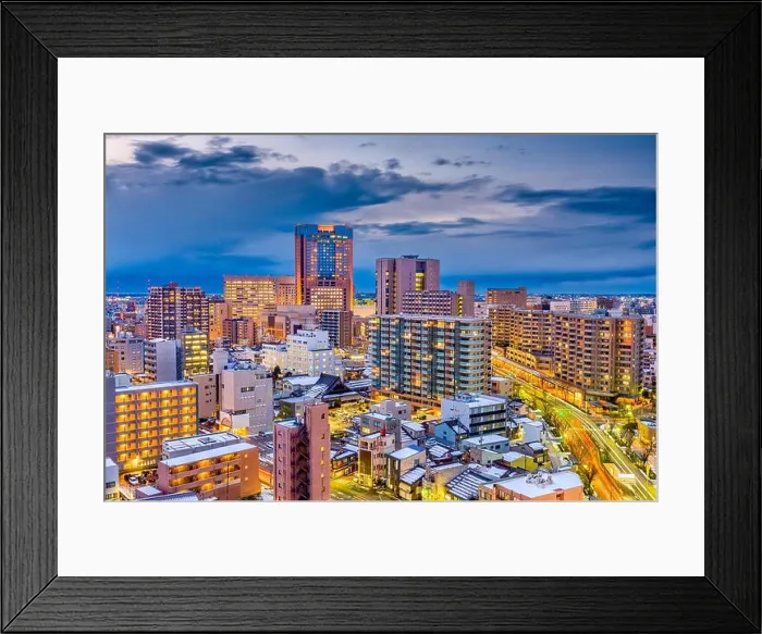 Framed Print : Kanazawa, Japan skyline at dusk Framed Print : Kanazawa, Japan skyline at dusk