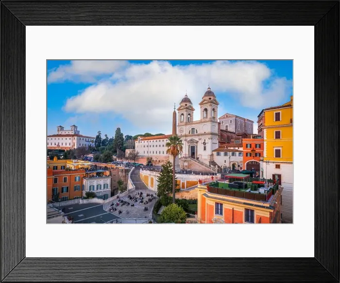 Framed Print : Rome, Italy at the Spanish Steps from above in the late afternoon Framed Print : Rome, Italy at the Spanish Steps from above in the late afternoon