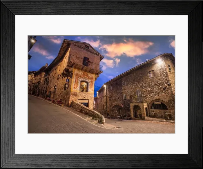 Framed Print : Assisi, Italy medieval town streets at dusk Framed Print : Assisi, Italy medieval town streets at dusk