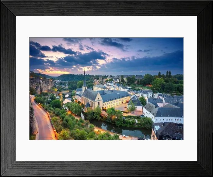 Framed Print : Luxembourg City. Aerial cityscape image of old town Luxembourg during beautiful summer sunrise Framed Print : Luxembourg City. Aerial cityscape image of old town Luxembourg during beautiful summer sunrise