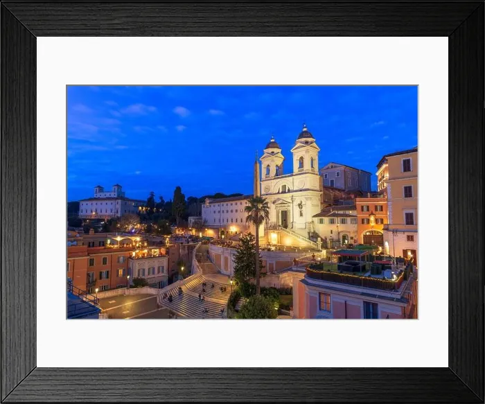 Framed Print : Rome, Italy overlooking the Spanish Steps at night Framed Print : Rome, Italy overlooking the Spanish Steps at night
