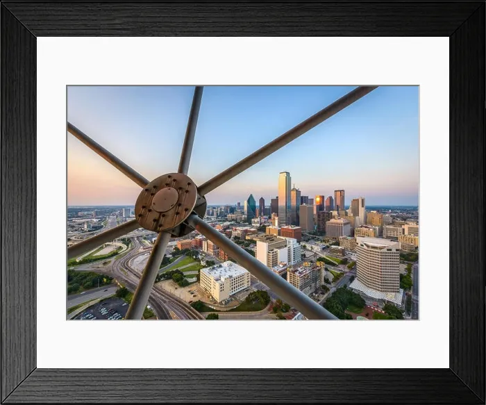 Framed Print : Dallas, Texas, USA downtown skyline at dusk viewed from above Framed Print : Dallas, Texas, USA downtown skyline at dusk viewed from above