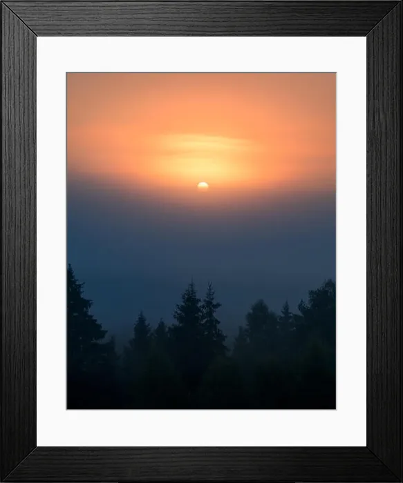Framed Print : Sun is rising behind fog in Torronsuo national park, Finland Framed Print : Sun is rising behind fog in Torronsuo national park, Finland