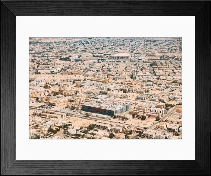 Framed Print : Aerial View Of Cityscape Of Dubai From Window Of Plane. United Arab Emirates Framed Print : Aerial View Of Cityscape Of Dubai From Window Of Plane. United Arab Emirates