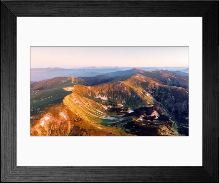 Framed Print : Panorama of Chornohirsky range in Ukrainian Carpathians on sunrise time. Hightest mountains in Ukraine in spring season. Landscape photography Framed Print : Panorama of Chornohirsky range in Ukrainian Carpathians on sunrise time. Hightest mountains in Ukraine in spring season. Landscape photography