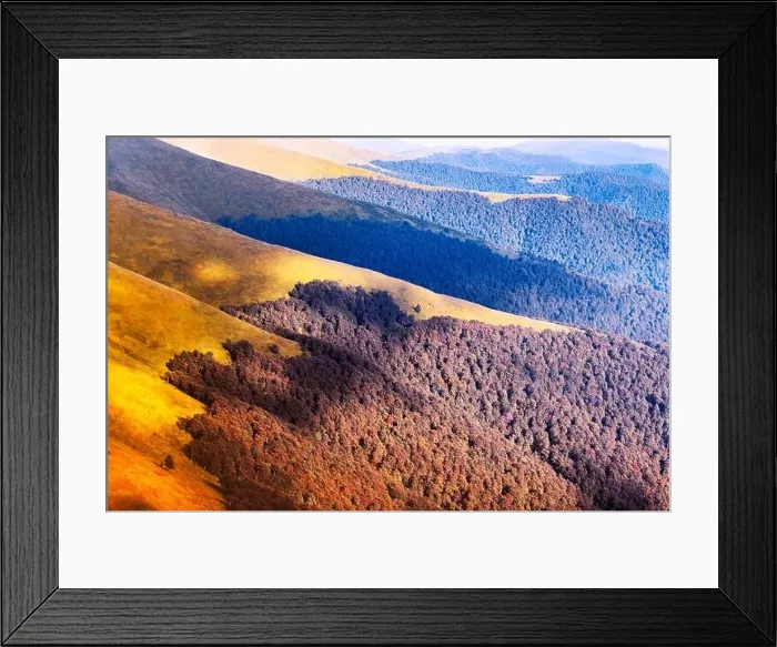 Framed Print : Picturesque autumn mountain ranges covered with red beech forest in the Carpathians, Ukraine. Landscape photography Framed Print : Picturesque autumn mountain ranges covered with red beech forest in the Carpathians, Ukraine. Landscape photography