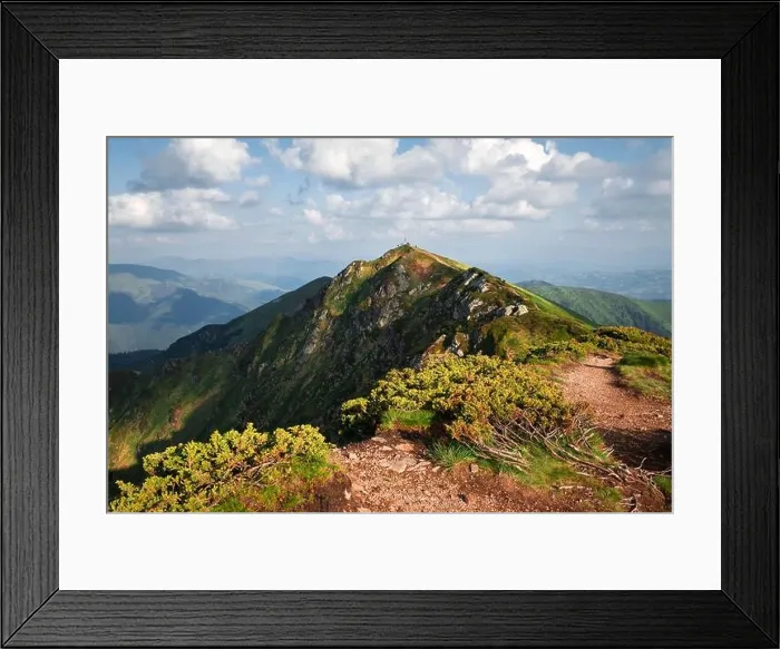 Framed Print : Top of Pip Ivan mountain in Maramures, Ukrainian Carpathians, on the border with Romania on summer time. Landscape photography