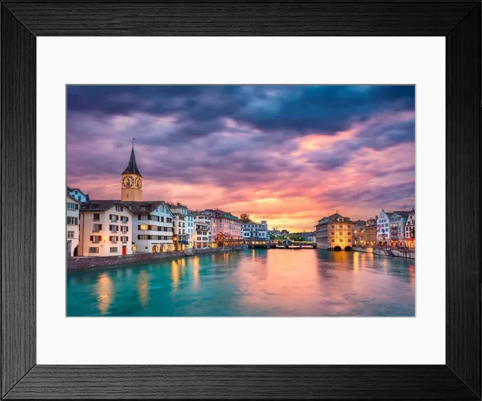 Framed Print : Zurich. Cityscape image of Zurich, Switzerland during dramatic sunset Framed Print : Zurich. Cityscape image of Zurich, Switzerland during dramatic sunset