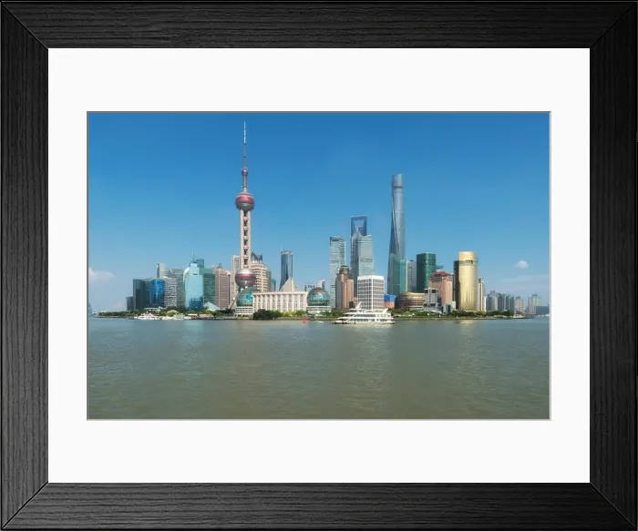 Framed Print : Shanghai lujiazui finance and business district trade zone skyline with cruise ship, Shanghai China Framed Print : Shanghai lujiazui finance and business district trade zone skyline with cruise ship, Shanghai China