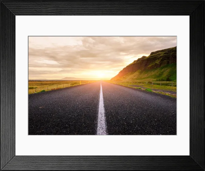 Framed Print : Typical Iceland landscape with road Framed Print : Typical Iceland landscape with road
