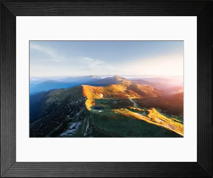 Framed Print : Panorama of Chornohirsky range in Ukrainian Carpathians on sunrise time. Hightest mountains in Ukraine in spring season. Landscape photography Framed Print : Panorama of Chornohirsky range in Ukrainian Carpathians on sunrise time. Hightest mountains in Ukraine in spring season. Landscape photography