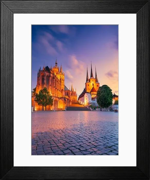 Framed Print : Erfurt, Germany. Cityscape image of downtown Erfurt, Germany with Erfurt Cathedral at summer sunset Framed Print : Erfurt, Germany. Cityscape image of downtown Erfurt, Germany with Erfurt Cathedral at summer sunset