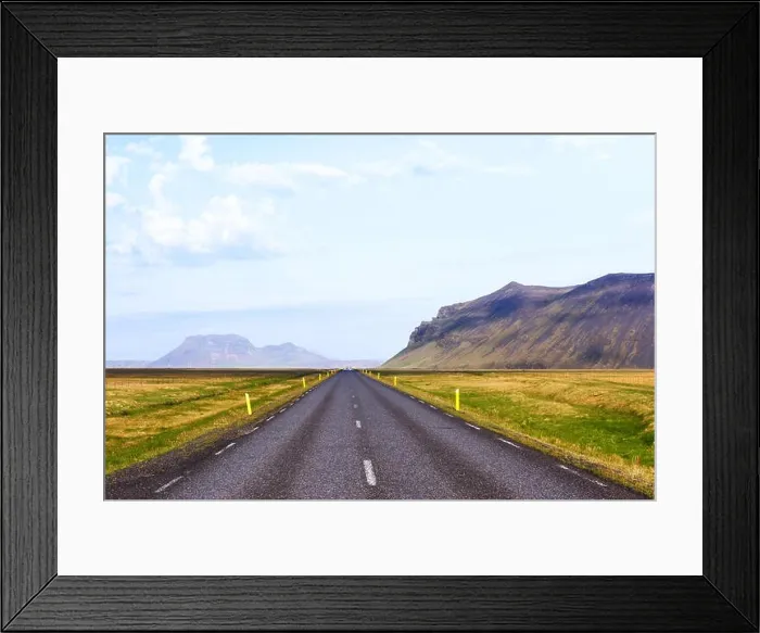 Framed Print : Typical Iceland landscape with road Framed Print : Typical Iceland landscape with road